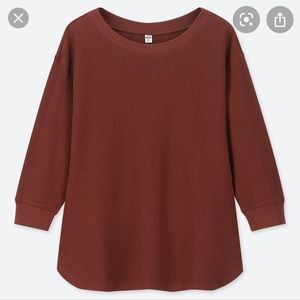 Uniqlo Women Waffle Crew Neck 3/4 Sleeve